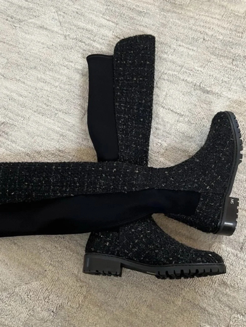Stuart Weitzman City Boots Boucle and Leather